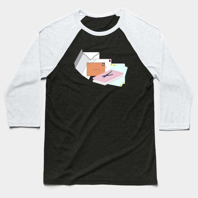 Snail Mail Happy Mail (Stacked Version – Black Background) Baseball T-Shirt by Art By LM Designs 